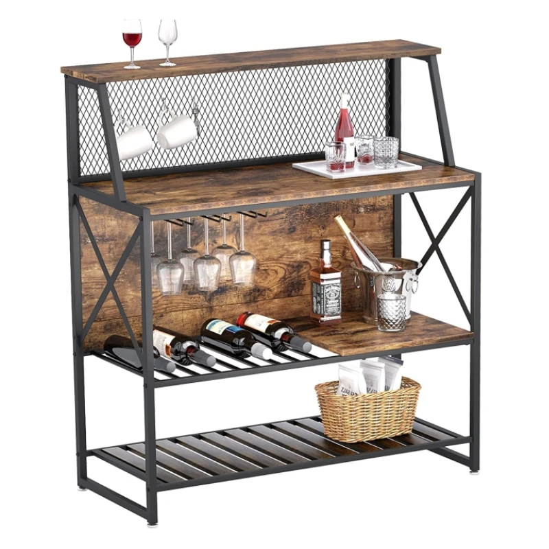 Living Room Household Floor-to-Ceiling Retro Multi-Layer Wine Rack 0699