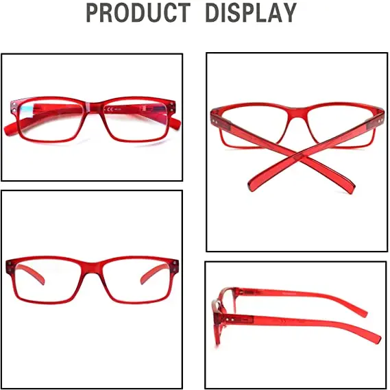 5 Pairs of Reading Glasses Quality Light Blue Blocking Glasses with Spring Hinged Reader for Men and Women