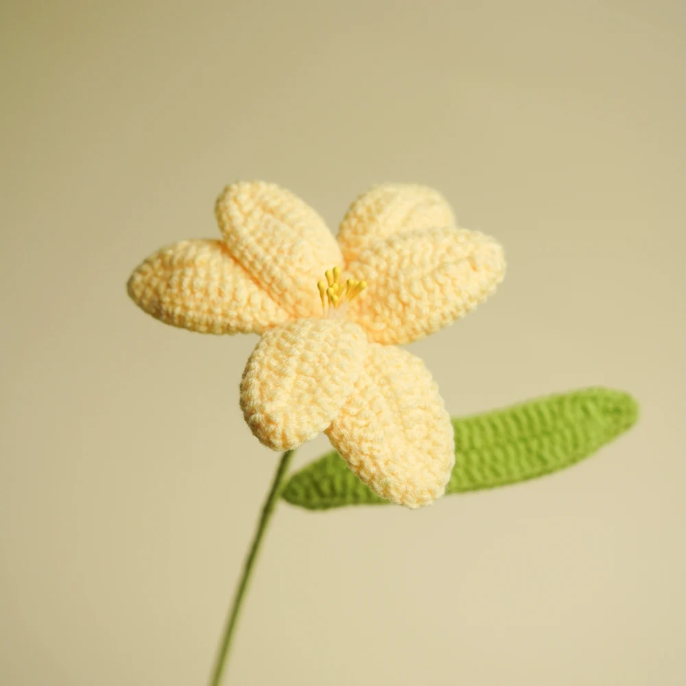 Simulated Wool Hand-knitted Tulip Heart Rose Flower Plush Toys Bouquet Home Decor Accessories Ornament Artificial Flowers