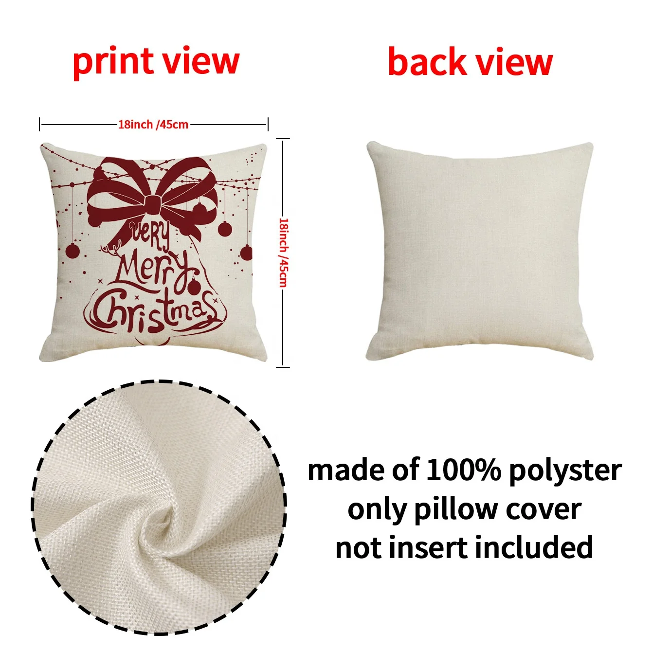 Printable 2 Sided Blank Hot Press Printing 10 pcs White Pillow Cushion Sublimation Pillow Cover with Zipper