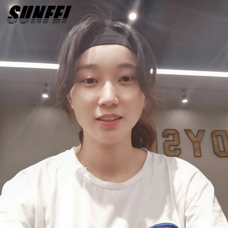 sunfei Custom logo yoga Sports Headbands Fitness Colorful Nylon Elastic Head band anti slip Women Hair Accessories for kid/adult