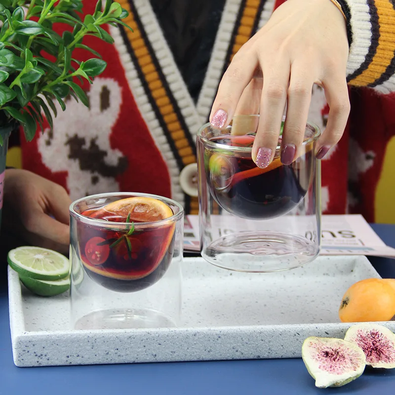 Home Decorative Colorful Hand Blown Scented Candle Vessels Double Wall Luxury Borosilicate Glass Jars