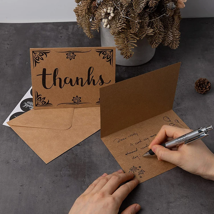 Wholesale recycled kraft paper baby greeting cards with envelopes