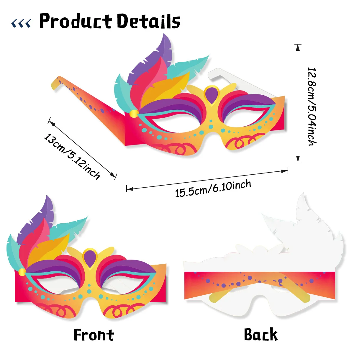 Paper Mardi Gras Glasses Decorations Carnival Party Glasses Photo Props Carnival Paper Glasses Decor
