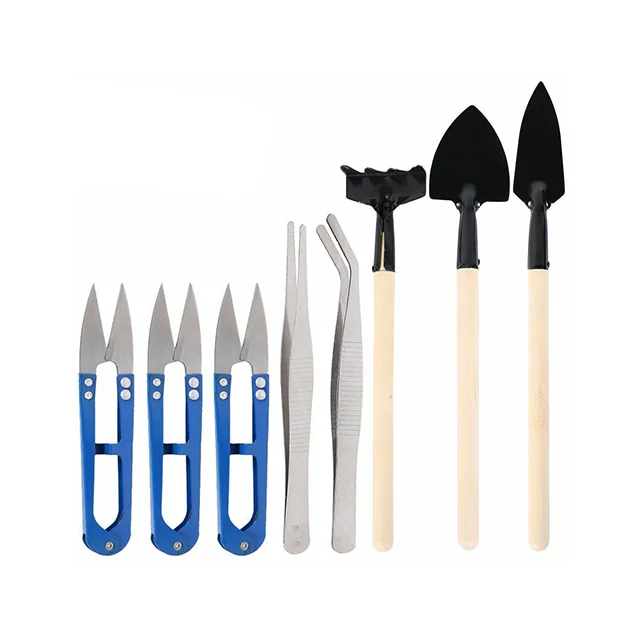 8pcs Garden Planting Tool Set Bonsai Succulent Transplanting Miniature Fairy Mini Garden Planting Gardening Hand Tools For Home