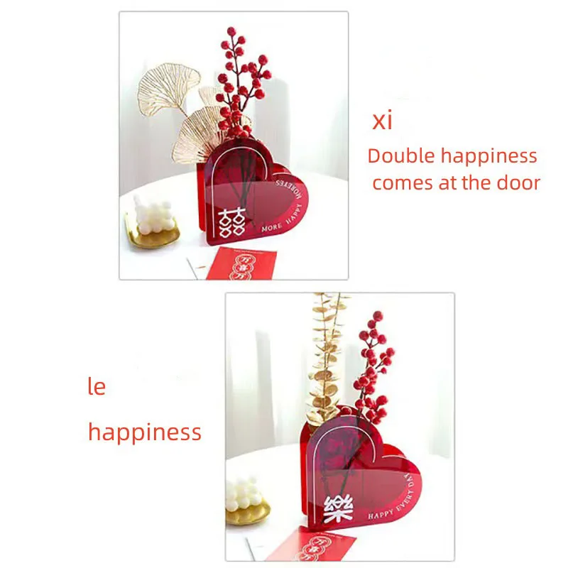 Customized Any Shape Home Acrylic Heart-Shaped Vase Simple Chinese-Style Countertop Coffee Table Ornaments