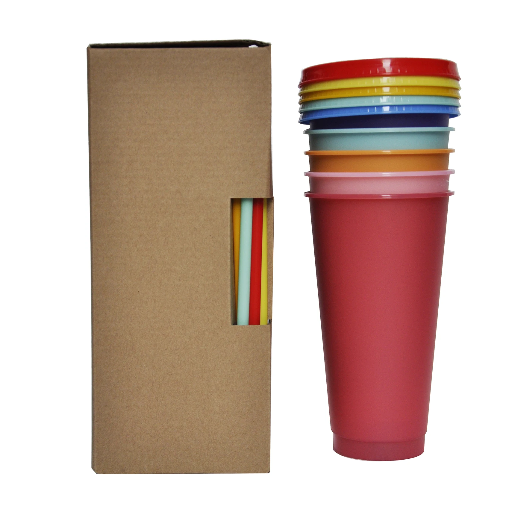 Profession Design Reliable And Good Reusable bottle water Custom Logo  Friendly Color Changing Plastic Cup With Lids And Straws