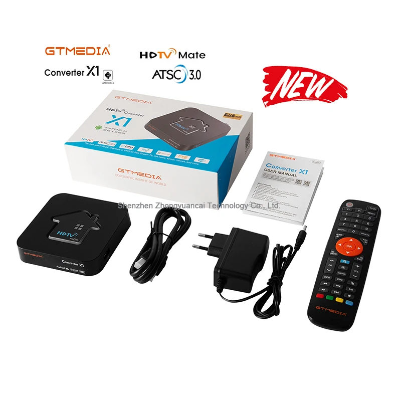 Best cheapest GTMEDIA Wholesale High Quality HDTV Converter X1 Smar Android TV Box 2+32GB High Speed 4K Android 11.0 ATSC TV Box