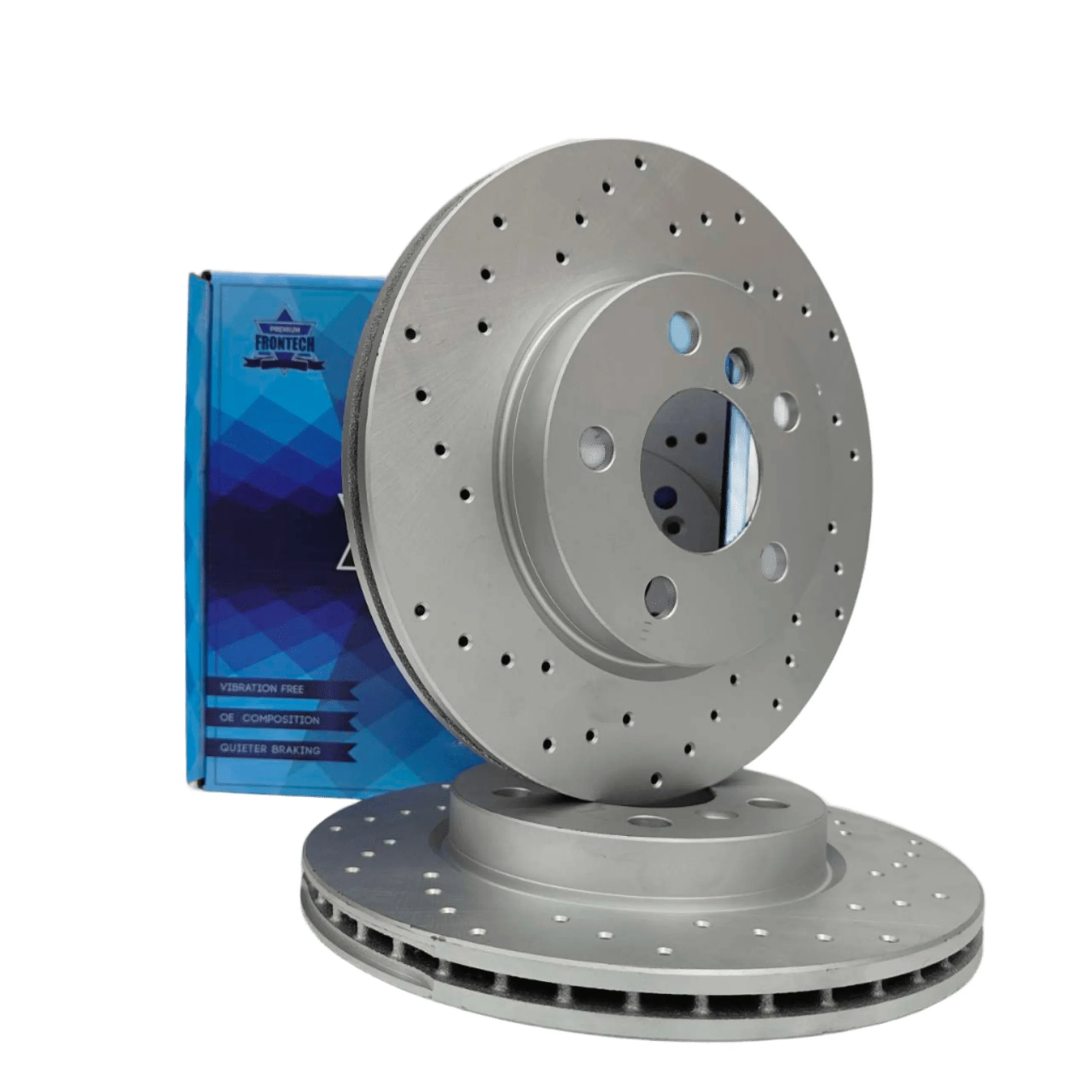 Frontech Upgrade Brake System Brake Disc Kit for BMW Porsche Rover Sport Cars-Rear and Front Drilled and Slotted Brake Disc