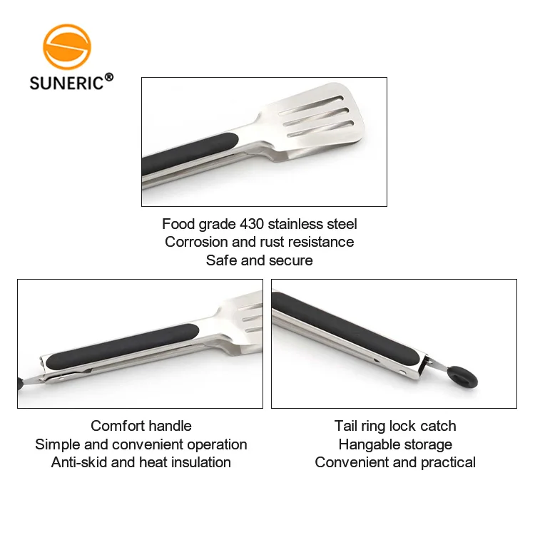 Grill Extra Long Handle 9 12 Inch Bbq 2 Function Kitchen Scissor Stainless Steel Barbecue Food Tongs Of Rotating