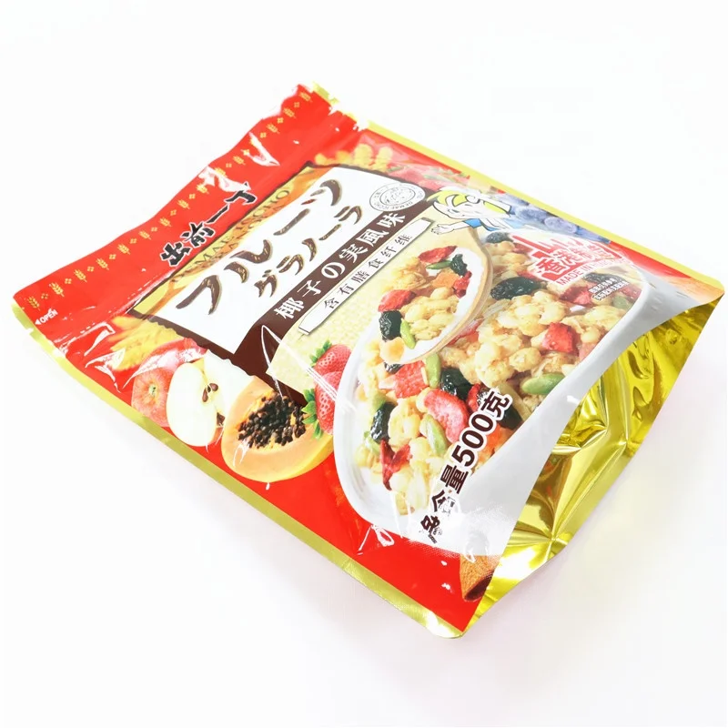 Wholesales Printed Laminated Plastic Cereal Bag Aluminum Foil Stand Up Pouch Dried Food Packaging Bags