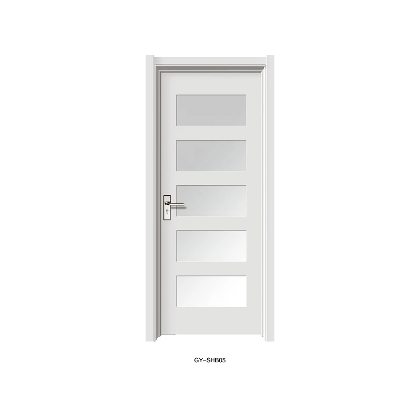 Factory Outlet White Solid Wooden Glass Doors Interior Bathroom Bedroom Use Interior Glass Door For House Office
