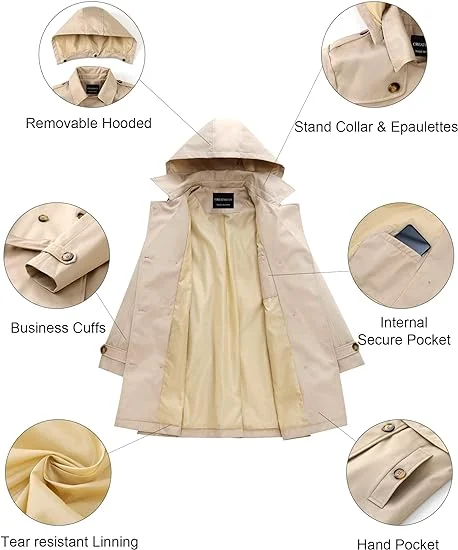 AQTQ  Wholesale Fashion New Spring Autumn Ladies Overcoat Long with Belt Trench Coat Slim Outerwear Coat For Women