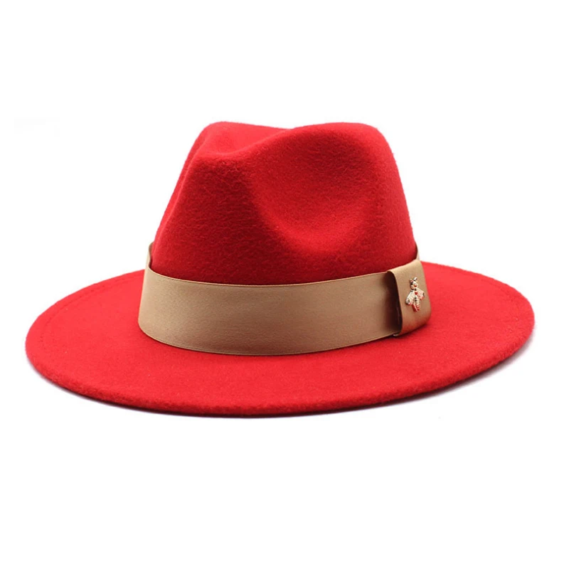 Fashion 27 Color In Stock Men Women Panama Hat  Big Wide Rim Felt Jazz Fedora Hat With Ribbon Buckle