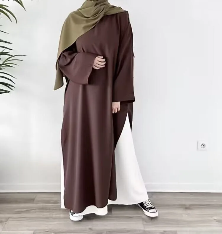 Оптовая продажа новое платье Abaya Dubai 2025 Abayah Islam 2 шт. мусульманское простого цвета традиционная мусульманская исламская одежда комплект Nida
