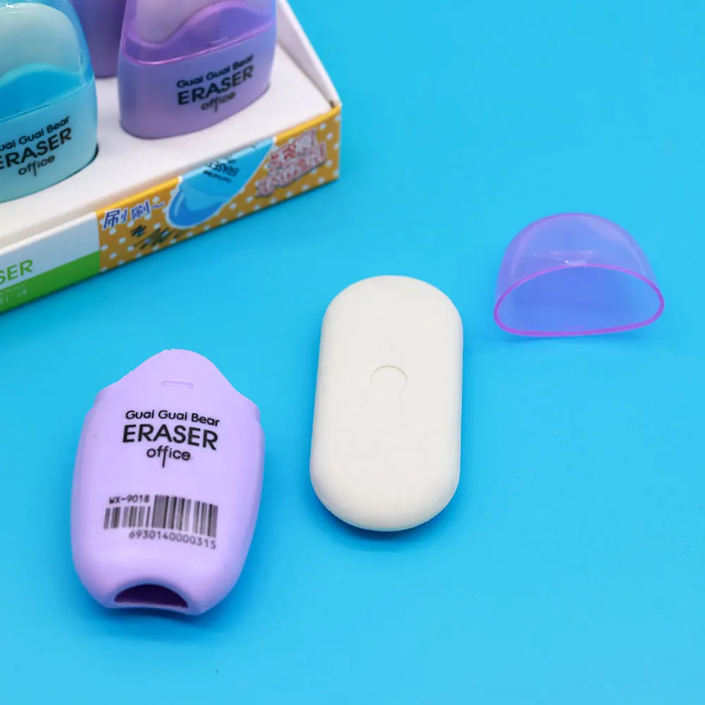 Oval Plastic Case Eraser Colored Creative Cute Office Supplies Learning Student Stationery Factory Customized