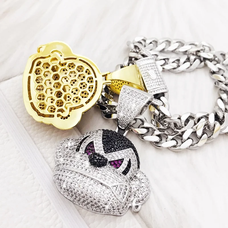 Charm Animal Monkey Pendant Cartoon Topgillz Cubic Zirconia Pendant Necklace