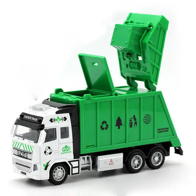 Alloy Rally Car Sliding Sanitation Truck Model with Lights Diecast Car Diecast Toy Vehicles Set For Children