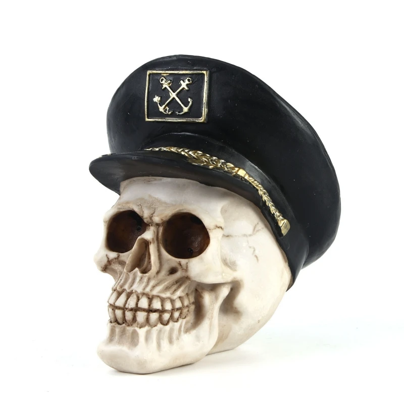 Polyresin Skull Decorative Ornaments For Gothic Pirate Skull With Cigar For Kids Friend And Decor Item