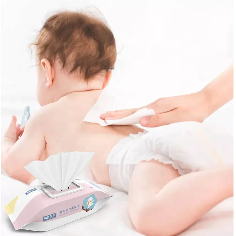 
OEM Factory 80Pcs Chemical-free Cleaning Refreshing Wet Wipes Tissue Baby Natural Care Baby Wet Wipes 