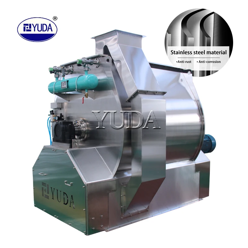 YUDA Different capacity stainless steel/carbon steel single shaft paddle mixer for feed additives animal feed