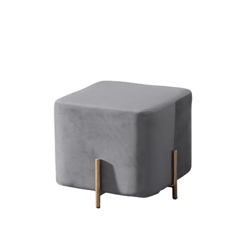 Simple leisure Nordic style fashion household bedroom balcony velvet with gilded leg living room stool