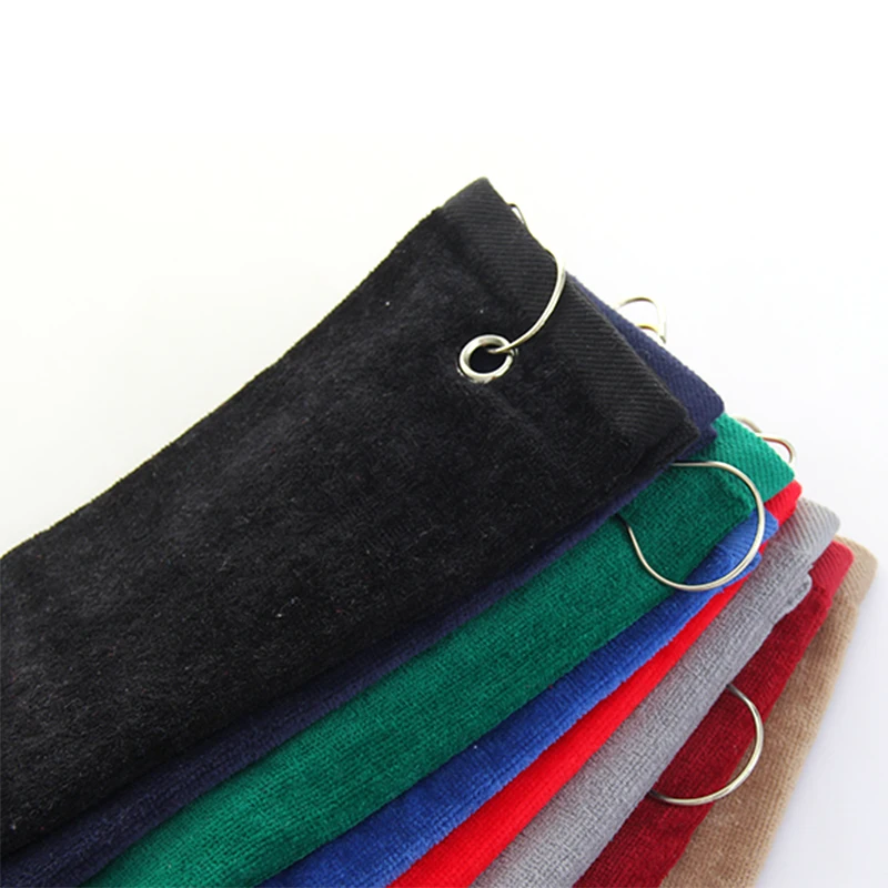 Spot wholesale Accept Custom Embroidered Logo Players Golf Towel Plain Color Golf Ball Towel