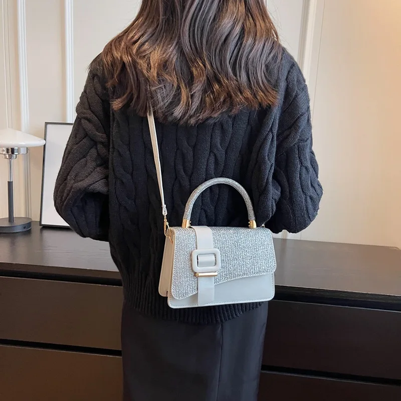 2023 Fashion Diamond Shoulder Bag Ladies Purse Rhinestone PU Leather Women Handbags