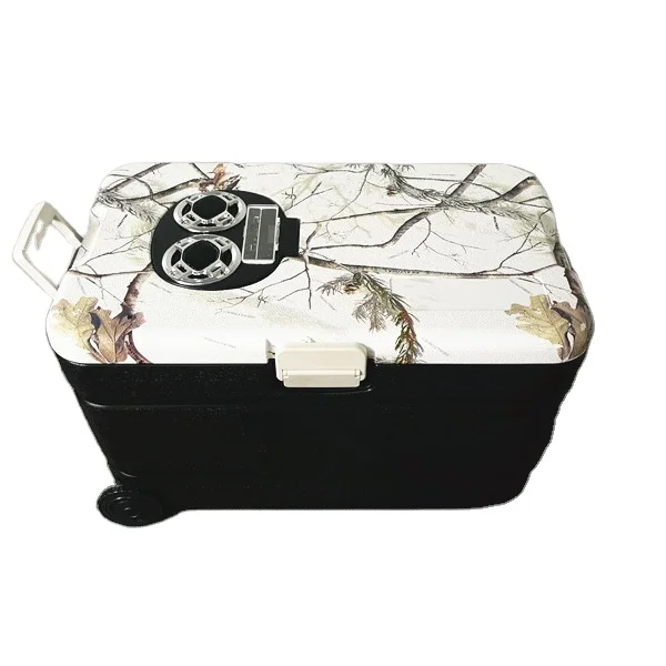 Outdoor portable trolley cooler box with Bluetooth Speaker radio bigger wheels,big game fishing cooler box