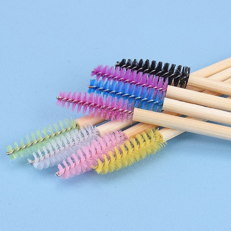 50Pcs/bag Disposable Lash Wand Lash Cleansing Brush Bamboo Cheap Mascara Brush With Bamboo Handle