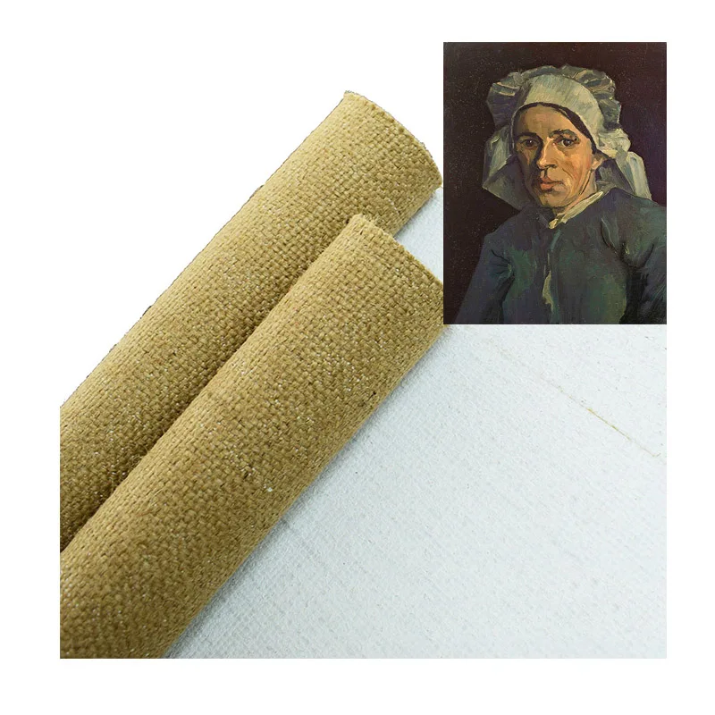 Coarse Grain Thicker Weight 700gsm Canvas Bag Fabric White Coated Blank Art Jute Linen Canvas Roll For Oil And Acrylic Painting