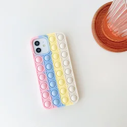 Kids Girls Men 3D Skin Fun Silicone Cute Cover Push Bubble Fidget Toys Phone Case For iPhone 13 Pro Max 12 Mini