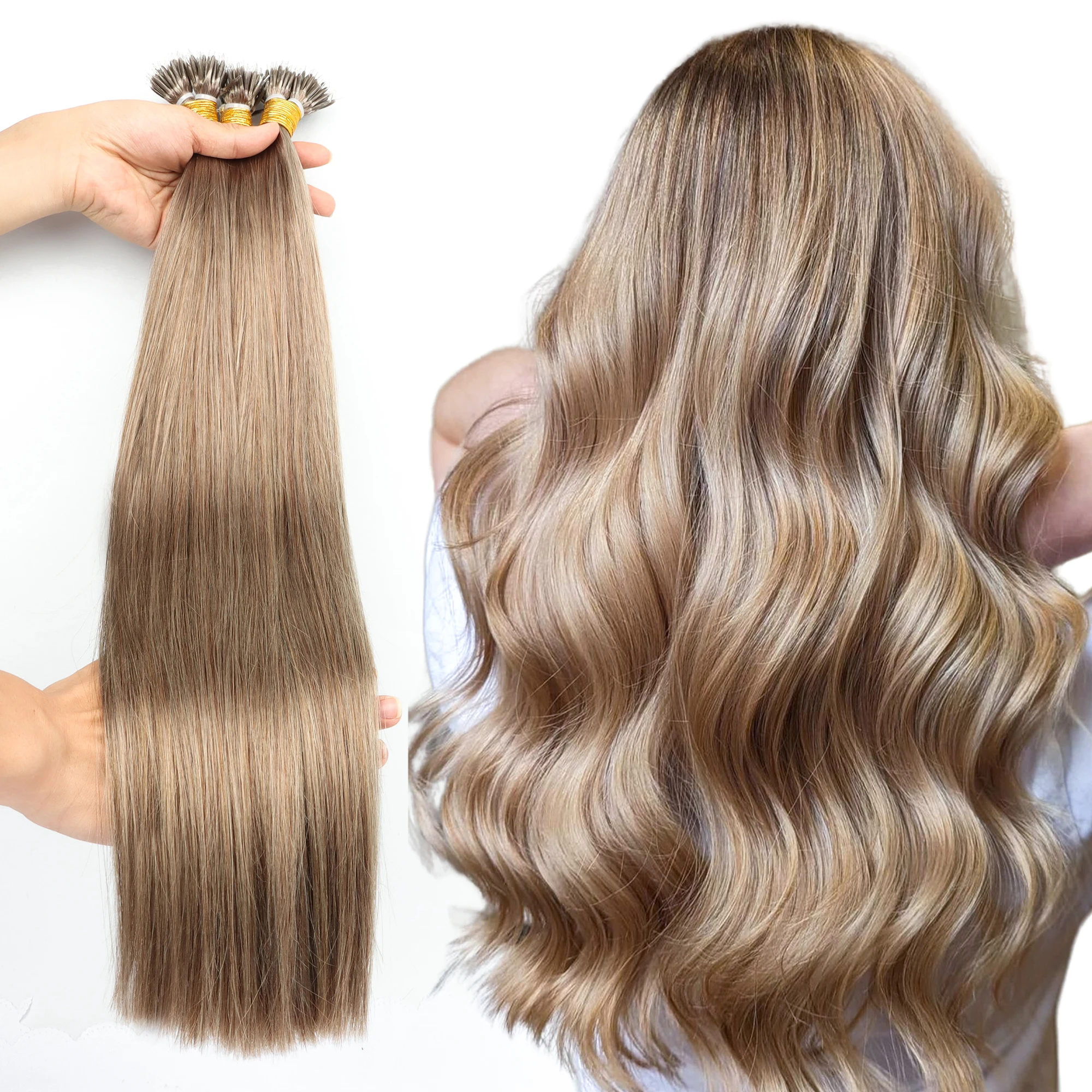 Natural Look Nano Beads Double Drawn Mongolian Virgin Human Hair 26Inch Nano Ring Hair Extension