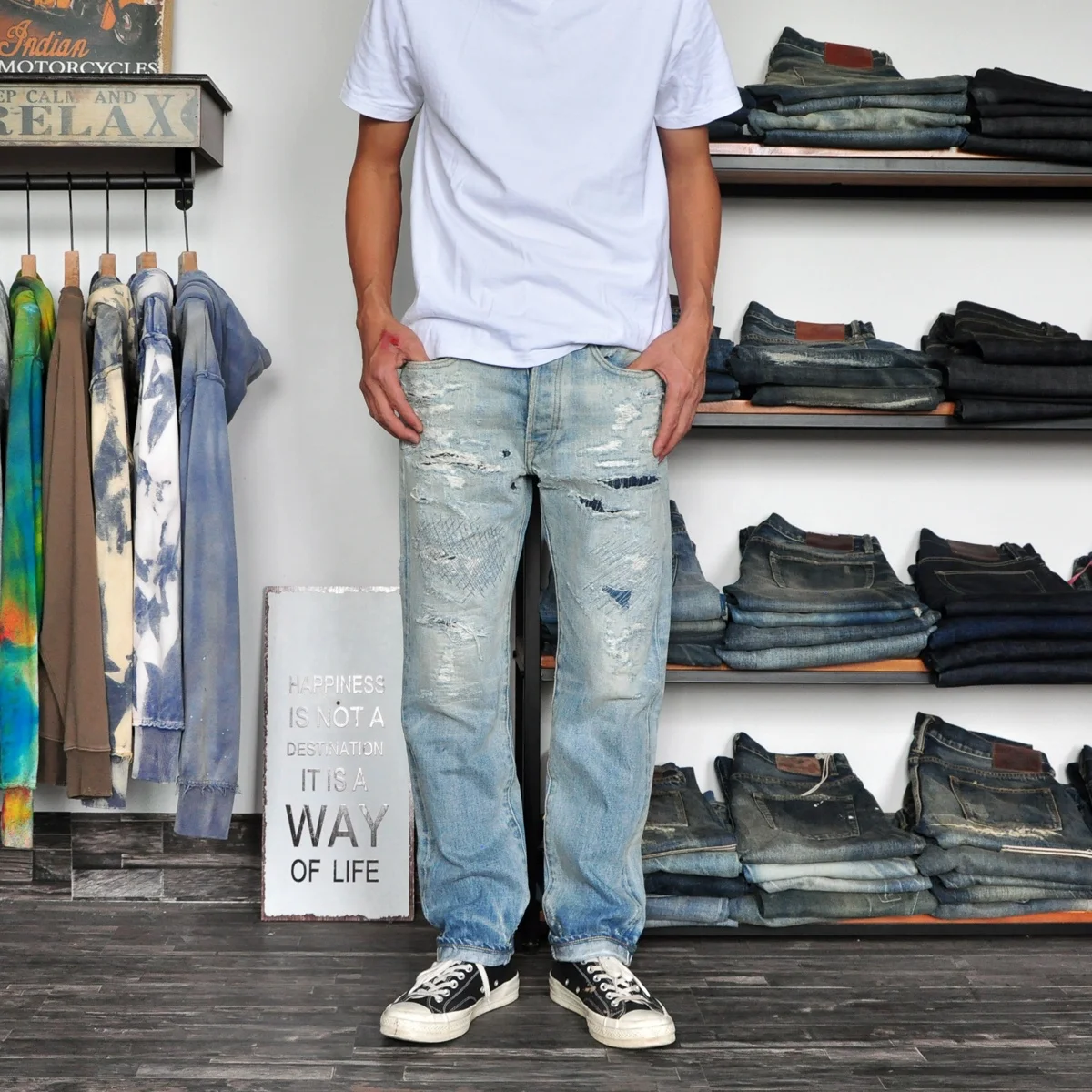 Lotfeel High quality  urban china factory dropshipping stock ripped mens selvedge denim jeans