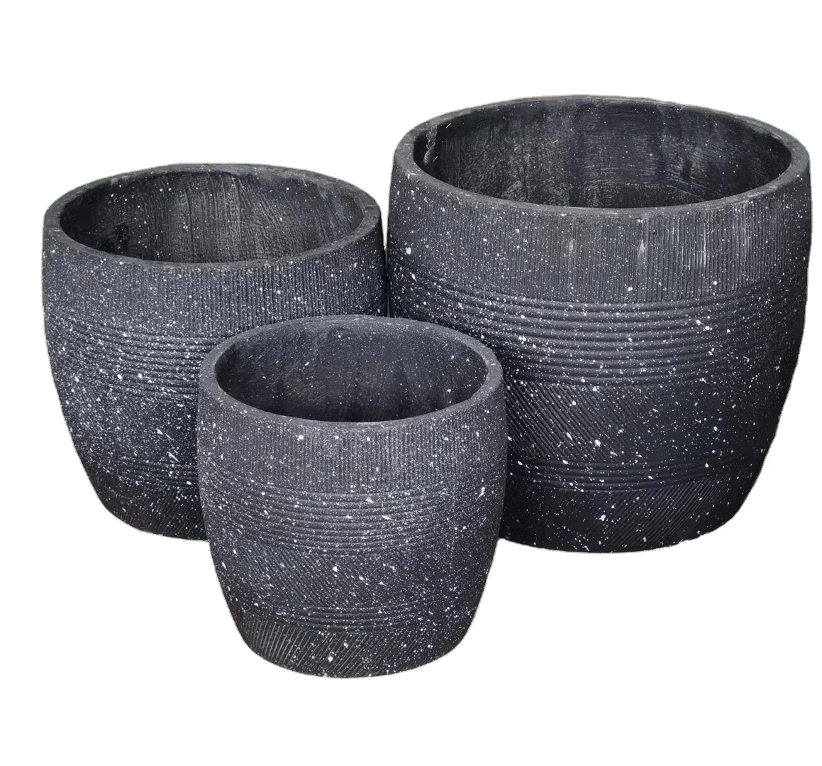 2022 Popular Round fiberstone plant pot  for patio gallery use