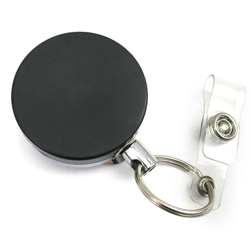 Customize Heavy Duty 40Mm Metal Wire Retractable Round Badge Reels Holder Wholesale Black Yoyo Badge Reel