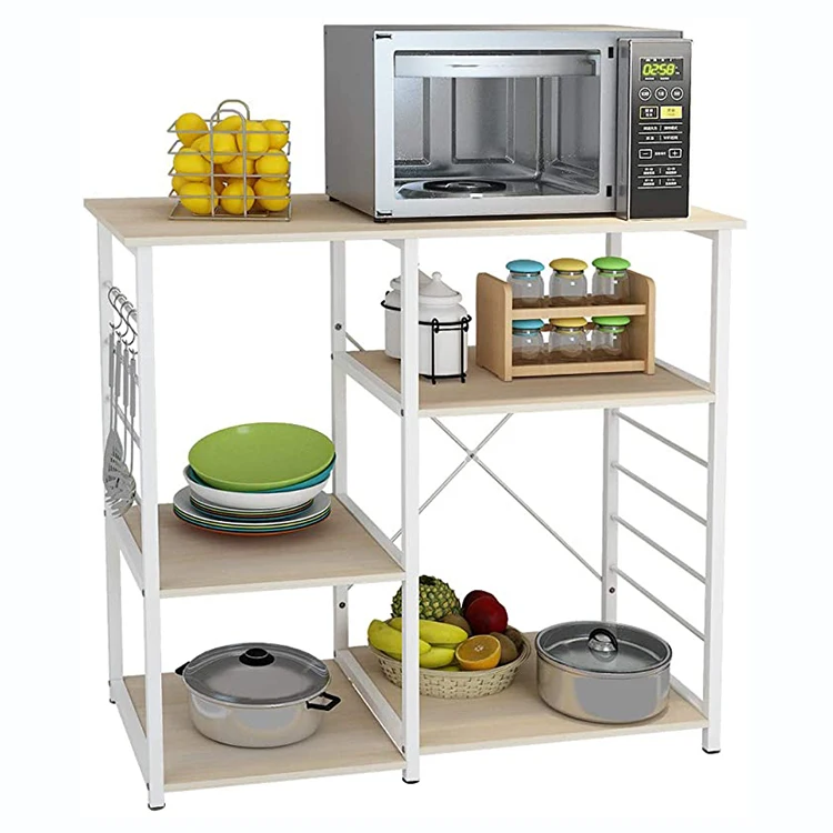 Прямая продажа с фабрики, полка для бактеров, шкафы для гостиной, кухонный шкаф, органайзер для хранения, полка для микроволновой печи белого цвета