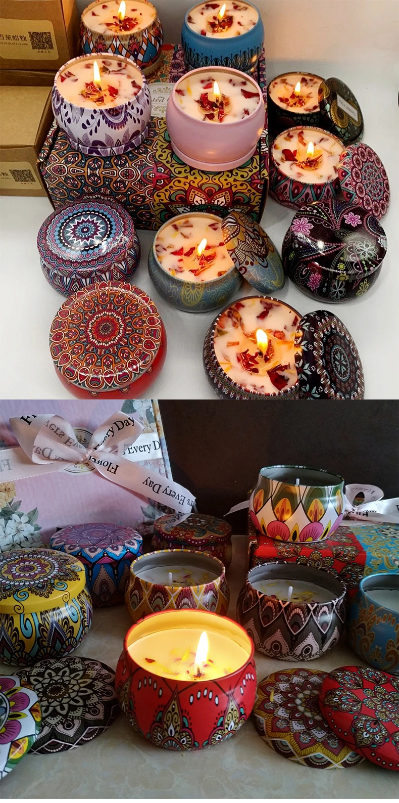 Unique Design Dried Flowers Tin Mini Shape English Pear& Freesia Gardenia Lavender Scents Scented Candle for Office Decor Origin