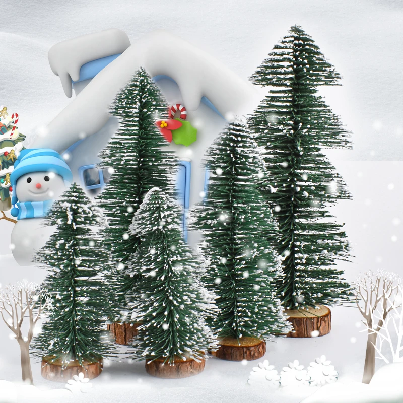 Christmas tree desktop decoration DIY pine needle tree Christmas decoration dipped in white cedar small Christmas tree