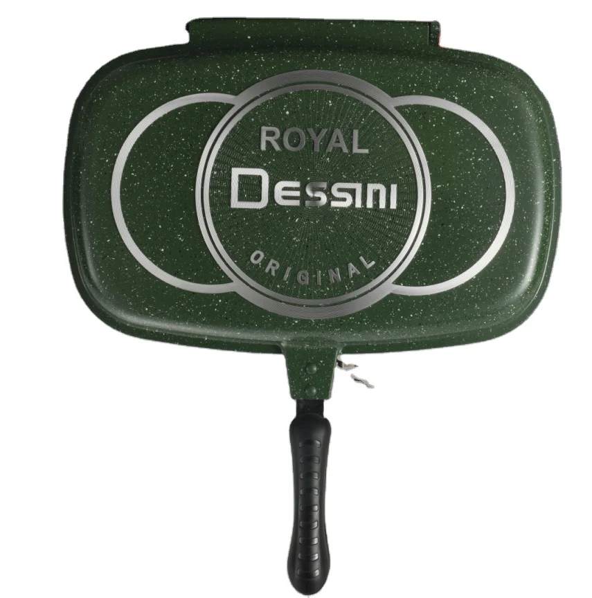 Die-casting Aluminum Non-stick Coating Fry Pan Double Side Grill Pan