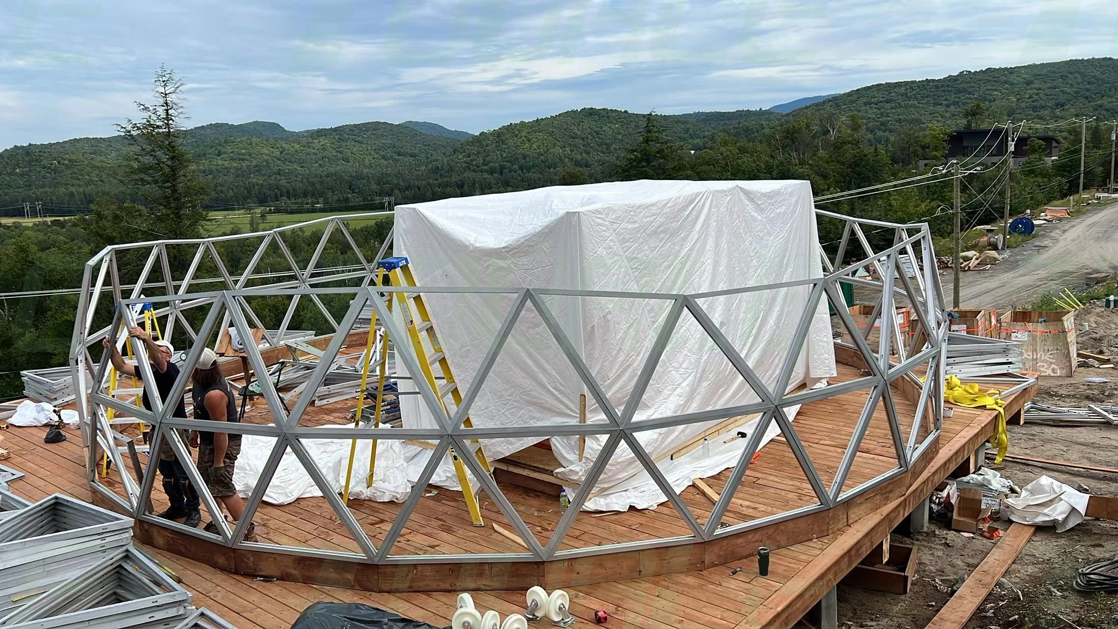 Camping  Dome House Big Geodesic Dome Kit Tents Glamping Garden Glass Polycarbonate Igloo Dome House