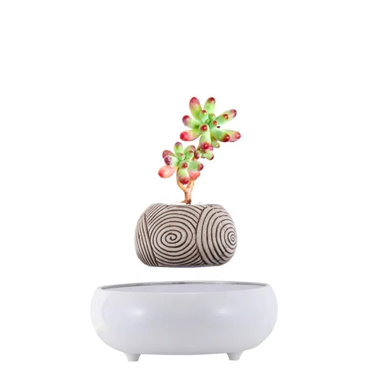 Indoor Decoration Artificial Plants Plastic Tree with Pot Faux Simulation Plantas Magnetic Levitation Floating Bonsai