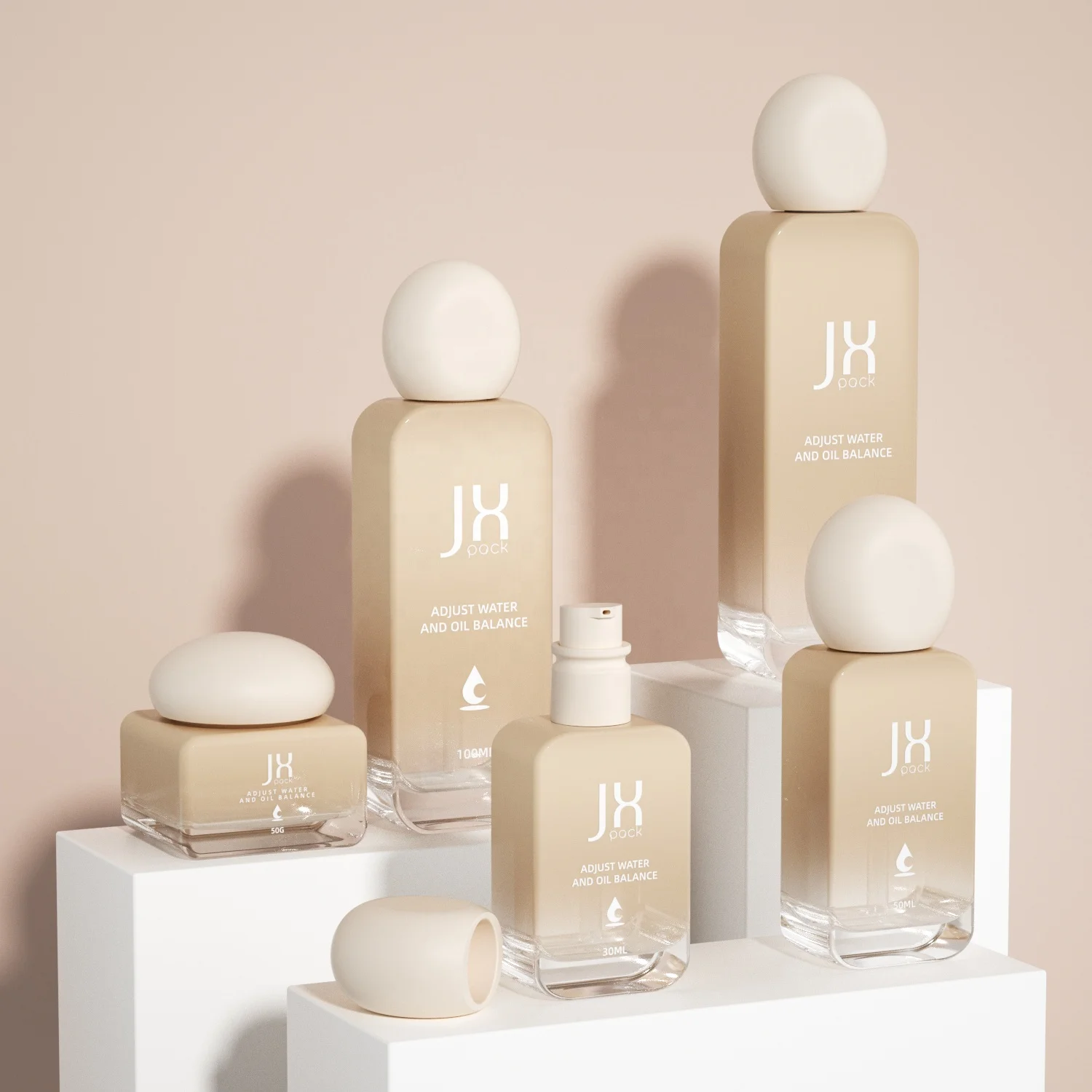 30ml 50ml 100ml 120ml Frosted Glass Skincare Packaging Cosmetic Container Lotion Pump Bottle Pink Empty Cosmetic Square Bottle