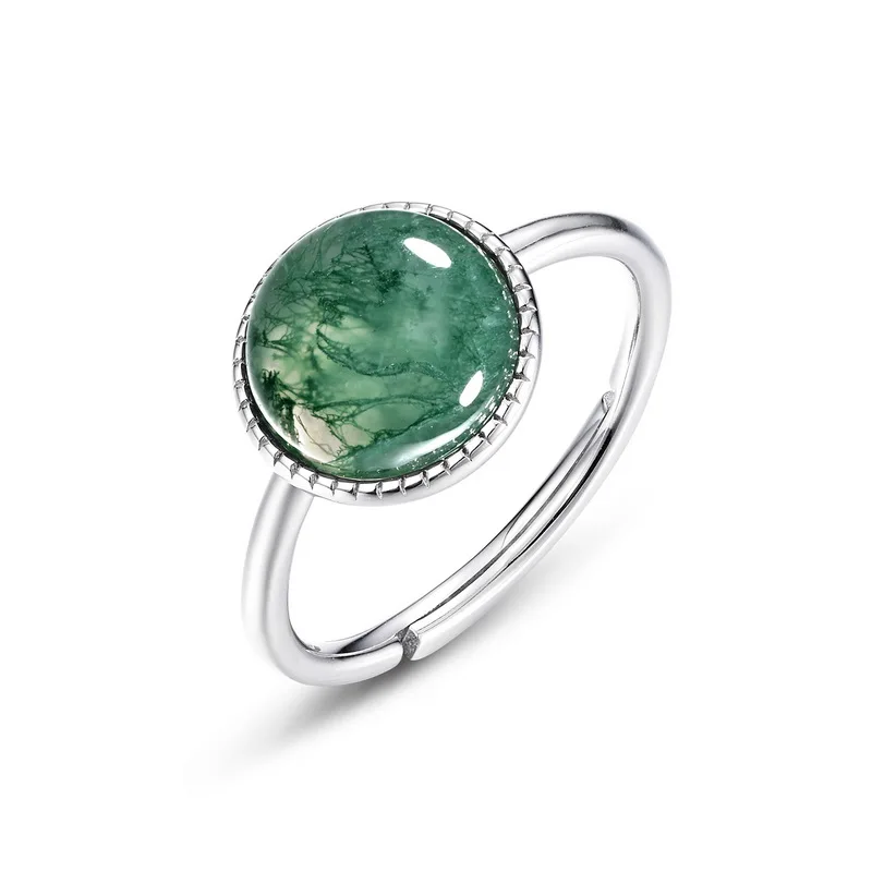 Customize Plated Bands Engagement 925 Buy Rings Agate Moss Green And Jewelry Silver Rings