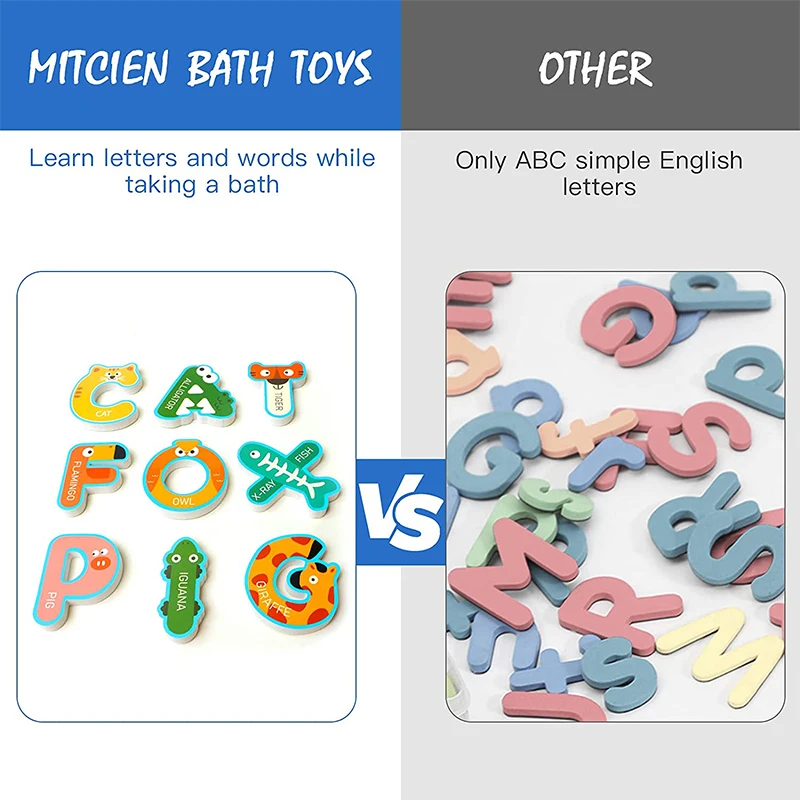 
OEM Custom Bathtub Toy Organizer Bath Toys Foam Letters Alphabet Numbers Animals Toys Set for Kids Bath Time Fun 