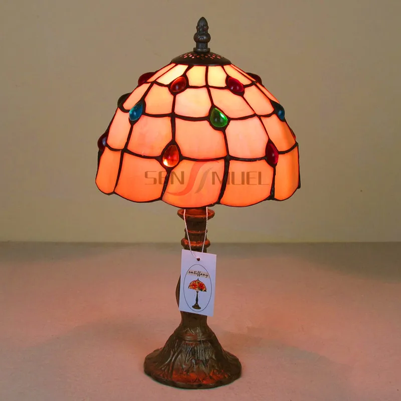 classical lattice color beads fixtures tiffany style desk lamp