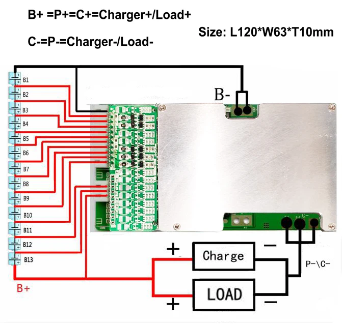 LWS 13s 48V 30A/40A/50A Lithium Battery Protection Board For Electric Vehicle E-Bike BMS