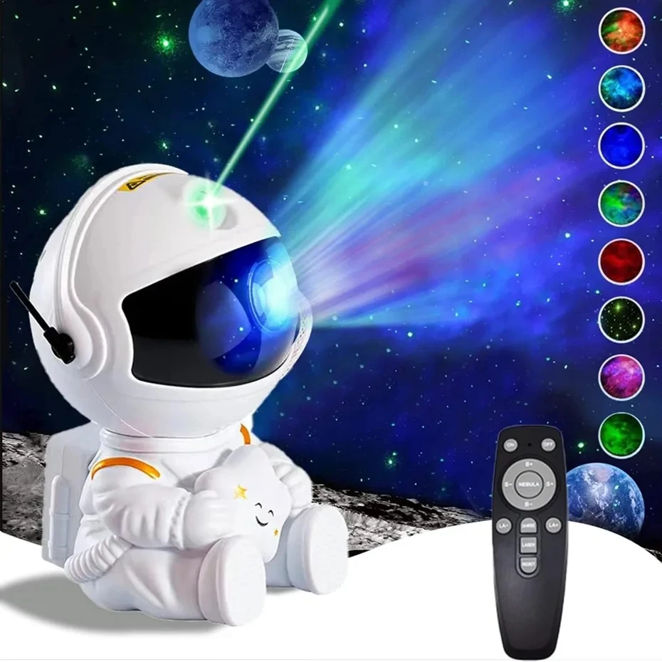 Multi-color Rotatable Mini Astronaut Projection Lamp Ocean Wave Star Light Galaxy Projector for Kids Adults Bedroom