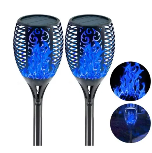 IP67 waterproof 12 led mini blue/purple solar garden light Flame lamp ground outdoor landscape lawn lights stake lighting