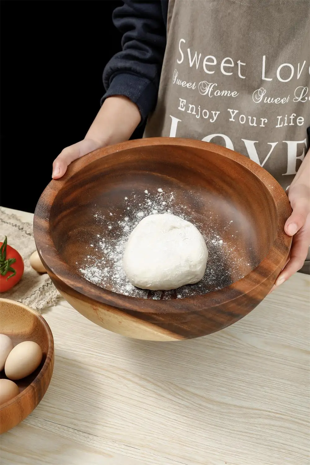 
High quality Acacia wooden bowl salad bowl set of different size natural bowls 